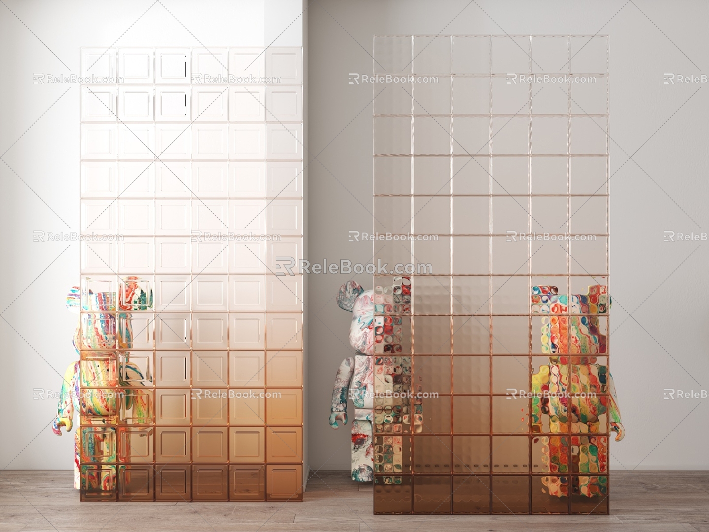 modern glass brick glass partition gradient glass brick 3d model