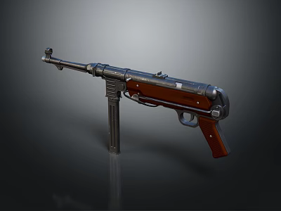 Vintage Submachine Gun With Wooden Stock And Metal Barrel Design 3d model