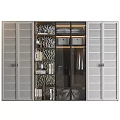 Modern Wardrobe With Louvered Doors Glass Panel Interior Lighting Books And Clothing Storage