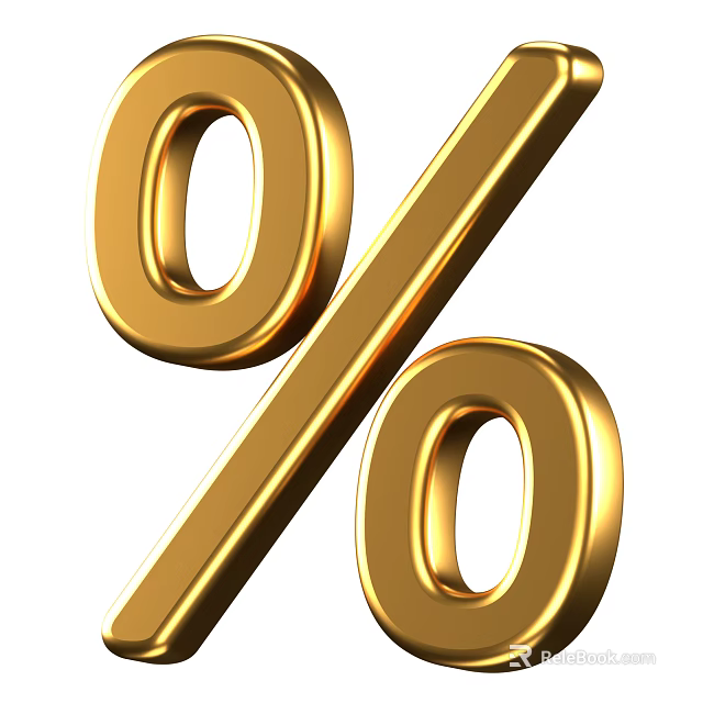 Golden Percent Sign Decorative Ornament Set For Modern Home Decor 3d model 