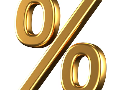Golden Percent Sign Decorative Ornament Set For Modern Home Decor 3d model