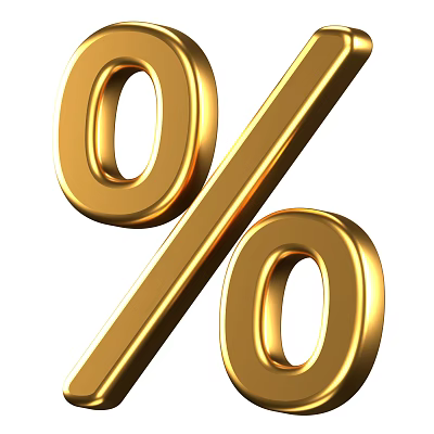Golden Percent Sign Decorative Ornament Set For Modern Home Decor 3d model