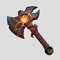 Lava Cracked Battle Axe With Glowing Core Dragon Claw Handle And Decorative Pommel