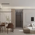 Minimalist Modern Living Dining Room Interior Design With TV Refrigerator And Dining Table Chairs
