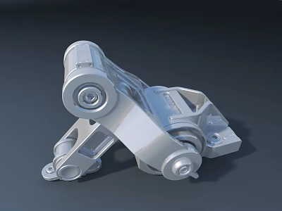 Silver Mechanical Part With Multiple Wheels Connecting Components And Smooth Metal Surface 3d model