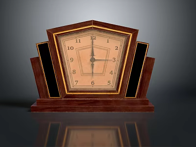 Vintage Wooden Mantel Clock With Classic Design And Numerical Face For Home Decor 3d model