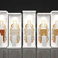 Ornamental White Display Pillars With Bottle Shaped Patterns And Colorful Decor 3d model