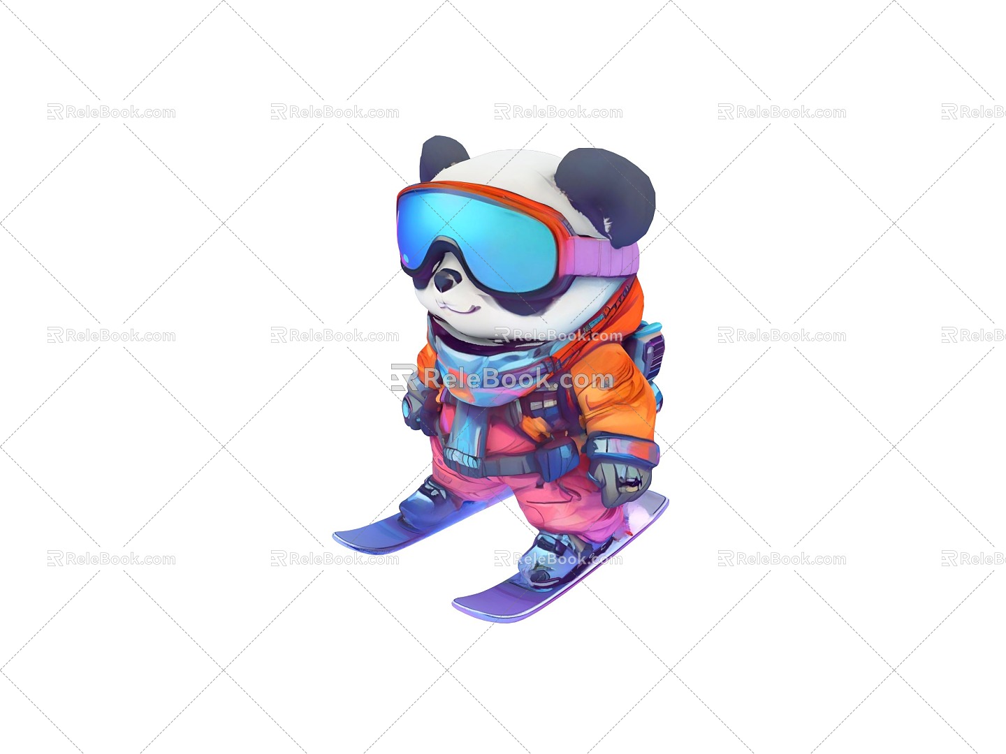 Panda Snowboard Panda Ski Panda Winter Sports Snowboard Equipment Ski Equipment Ski Clothing Cartoon Panda Cute Panda Character Outdoor Adventure Ski Goggles Winter Jacket Ski 3d model