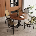 Quiet Chinese Style Casual Table and Chair Solid Wood Round Table Coffee Table and Chair Negotiation Table Solid Wood Single Chair Vase Ornaments Solid Wood Bookcase 3d model