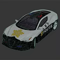 Functional Police Vehicle with Modern Sports Car Design Black White Yellow Livery Police Lights Emblem