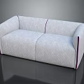 Two Seater Sofa Gray Striped With Purple Trim Modern Fabric Design