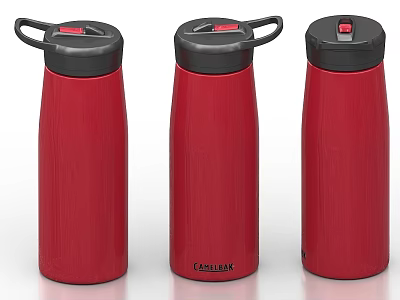 CamelBak Red Vacuum Insulated Water Bottle Set With Black Lids And Handles 3d model