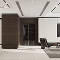 Modern Living and Dining Room Interior With Dark Wooden Cabinets White Walls And Sleek Flooring