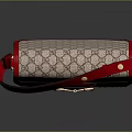 Stylish Patterned Shoulder Bag with Red Trim Red Strap and Golden Horsebit Detail