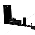 Modern Black Kitchen Appliances Including Refrigerator Gas Stove Oven Range Hood And Sterilizer Cabinet