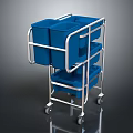 Practical Blue Multi Layer Storage Cart With Metal Frame And Wheels 3d model