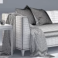 Elegant Modern Gray Two-Seater Sofa Design With Throw Pillows Throw Blanket And Coffee Table 3d model