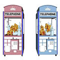 Red And Blue Telephone Booth Design Claw Machine With Stuffed Toys As Entertainment Appliance