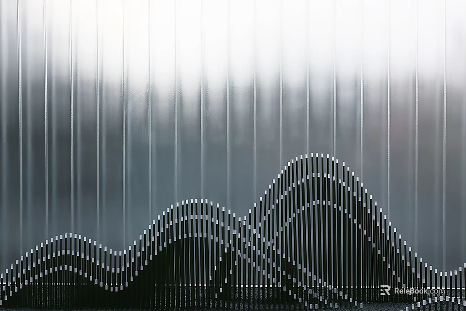 Modern Wave Shaped Metal Feature Wall Design For Interior Decor 3d model 