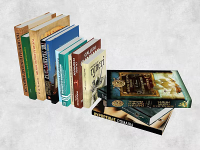 Stack of Colorful Hardcover Books and Magazines with Varied Cover Designs 3d model