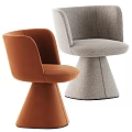 Modern Upholstered Accent Chairs in Brown and Gray with Rounded Backrest and Conical Base