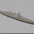 Detailed Warship Water Vehicle with Multiple Cannons and Intricate Deck Structures Design