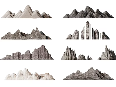 Garden Ornaments Showcasing Various Decorative Rock Formations And Stone Mountain Styles 3d model