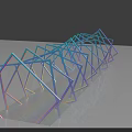 Colorful Interlaced Geometric Tunnel Art Installation With Neon Lines And Reflection