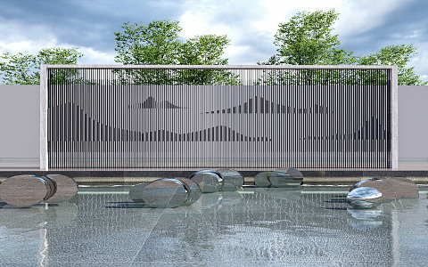 Modern landscape wall Landscape wall Enclosure background wall Photo wall Grid landscape wall 3d model