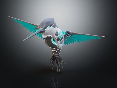 modern bird sci-fi bird mechanical hummingbird sci-fi hummingbird 3d model