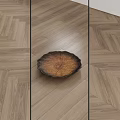 Light Brown Wooden Flooring With Herringbone Pattern And Decorative Platter On Smooth Surface