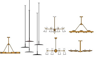 Various Modern Chandelier Designs with Metal Frame Multiple Arms and Sleek Lines 3d model