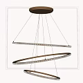 Modern Hanging Chandelier Featuring Three Circular Rings With LED Light Strips 3d model