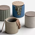 Versatile Fabric Storage Ottomans With Wooden Lids For Home Living Room Decor