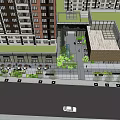 Modern High Rise Residential Complex With Commercial Building Greenery And Entrance Area