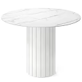 Round White Marble Top Dining Table With Fluted White Column Base 3d model