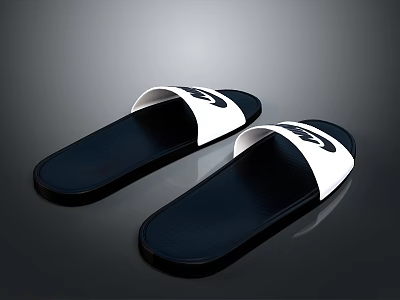 Comfortable Black And White Slippers With Simple Design For Indoor Daily Use 3d model