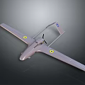 Gray Unmanned Space Drone With Yellow Wing Markings Blue Tail Emblem And Aeronautical Design