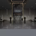 Modern Bright Corporate Reception Lobby With Marble Feature Wall And Comfortable Elegant Waiting Seats