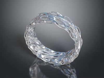 Transparent Crystal Braided Bracelet With Textured Loop And Reflective Surface 3d model