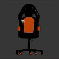 Ergonomic Gaming Chair Black and Orange Leather High Back Breathable Mesh Design Five Wheel Base