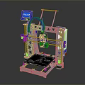 Desktop Computer Controlled 3D Printer with Blue Digital Control Panel and Metal Frame 3d model