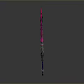 3D Model of Decorative Spear with Pink and Purple Intricate Spiked Design