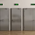 Gray Metal Double Doors With Green Status Indicators In Modern Industrial Interior