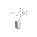 Minimalist White Ceramic Vases With Dried Twigs And Decorative Flowers For Home Decor