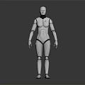 White Humanoid Robot Character Featuring Biomechanical Joints On Dark Background 3d model