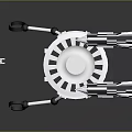 Space Station Structure With Circular Core And Black White Thruster Modules For Orbital Missions 3d model
