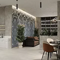 Modern Industrial Hot Pot Restaurant Interior With Arched Windows Hanging Pendant Lights Tables And Chairs