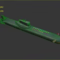 Gray Military Submarine Model Featuring Red Bottom And Conning Tower Structure 3d model