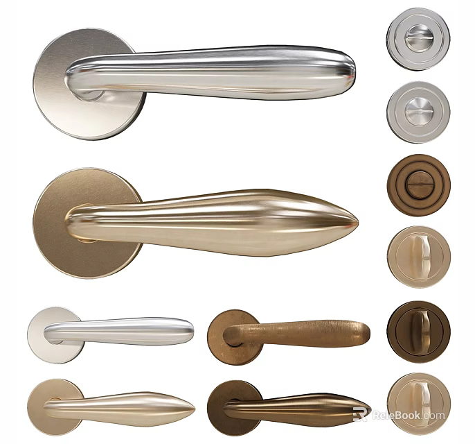 Versatile Metal Door Handles In Multiple Styles And Colors For Interior Design 3d model 
